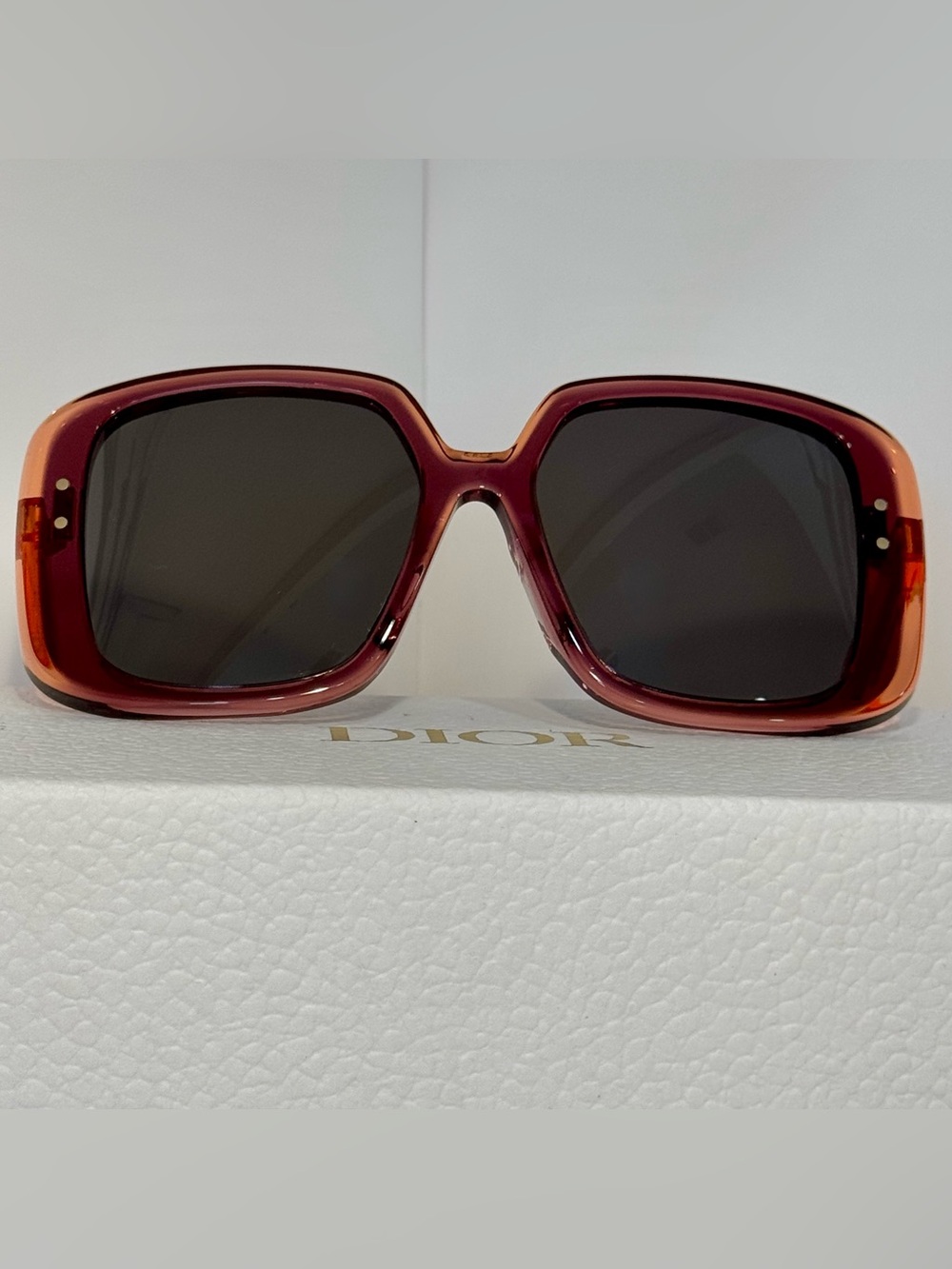 DIOR Champagne/Gold-tone, Oversized Square Sunglasses | Pristine - Picture 2 of 9
